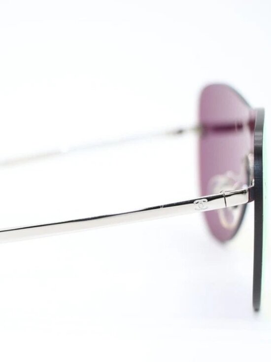 Chanel Silvertone Metal and Red Tinted Shield Sunglasses-71158 main image 12